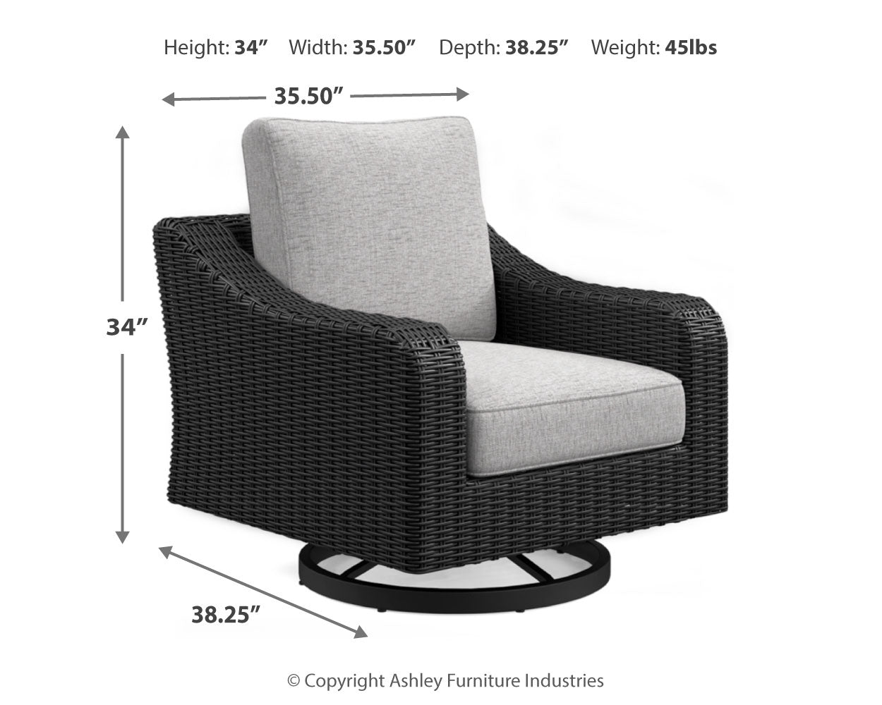 Beachcroft Black/Light Gray Outdoor Sofa and  2 Lounge Chairs with Coffee Table and 2 End Tables