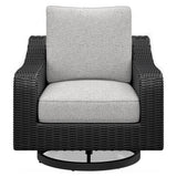 Beachcroft Black Light Gray Outdoor Swivel Lounge With Cushion