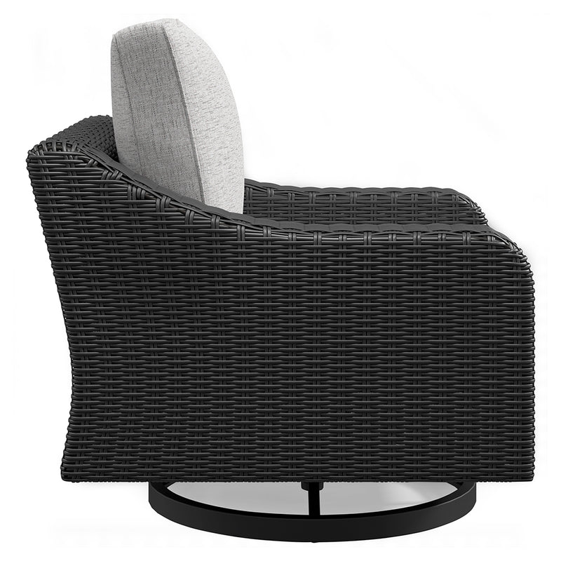Beachcroft Black/light Gray Outdoor Swivel Lounge With Cushion