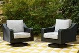 Beachcroft Black/Light Gray Outdoor Sofa and  2 Lounge Chairs with Coffee Table and 2 End Tables