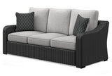 Beachcroft Black/Light Gray Outdoor Sofa and  2 Lounge Chairs with Coffee Table and 2 End Tables