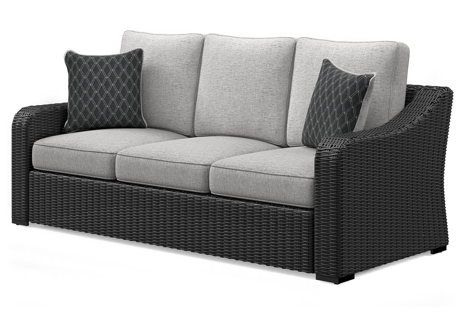Beachcroft Black/Light Gray Outdoor Sofa and  2 Lounge Chairs with Coffee Table and 2 End Tables