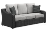Beachcroft Black/Light Gray Outdoor Sofa and  2 Lounge Chairs with Coffee Table and 2 End Tables