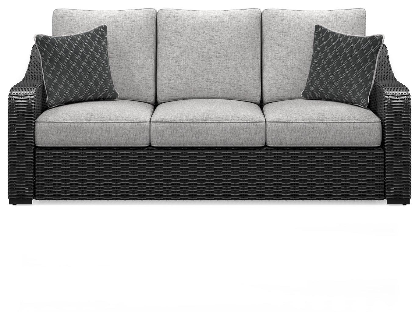 Beachcroft Black Light Gray Outdoor Sofa With Cushion