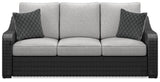 Beachcroft Black/Light Gray Outdoor Sofa and  2 Lounge Chairs with Coffee Table and 2 End Tables