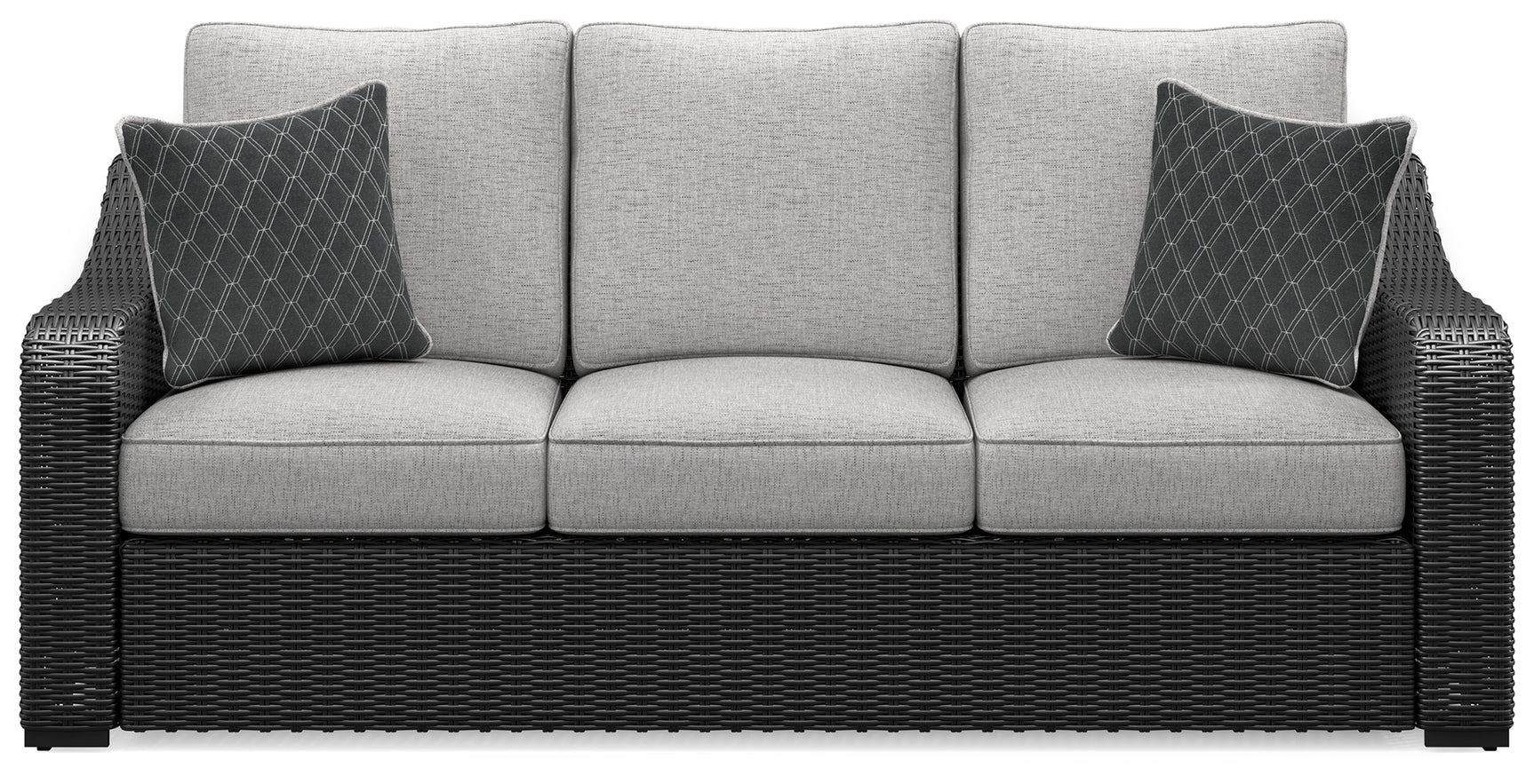 Beachcroft Black/Light Gray Outdoor Sofa and  2 Lounge Chairs with Coffee Table and 2 End Tables