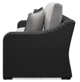 Beachcroft Black Light Gray Outdoor Sofa With Cushion