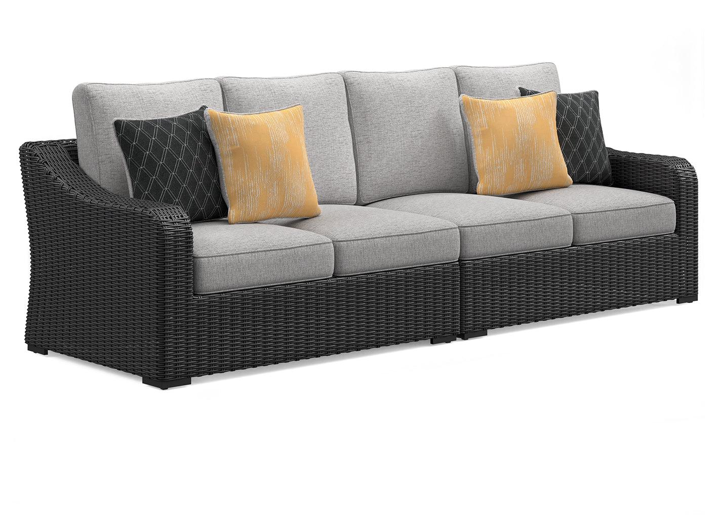 Beachcroft Black Light Gray 2-Piece Outdoor Loveseat With Cushion