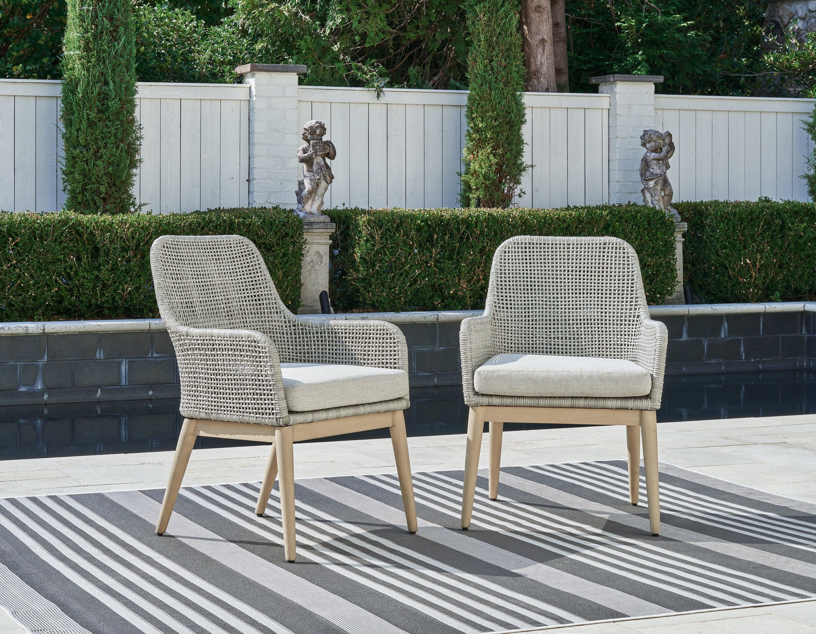 Seton Creek Gray Outdoor Dining Arm Chair (Set of 2)