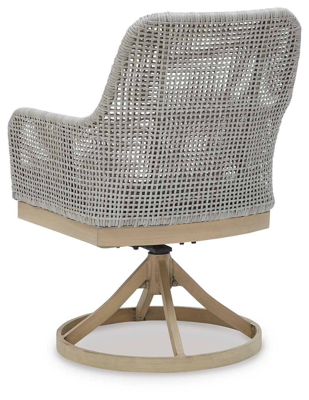 Seton Creek Gray Outdoor Swivel Dining Chairs - Set of 2