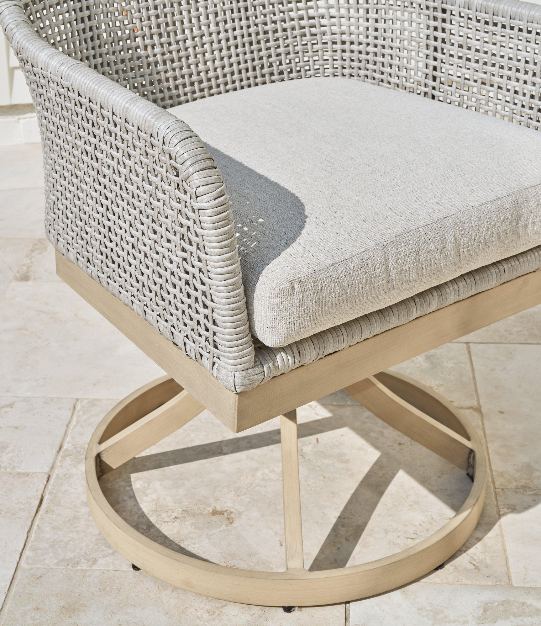 Seton Creek Gray Outdoor Swivel Dining Chairs - Set of 2