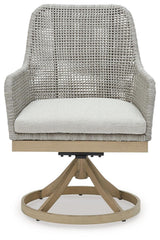 Seton Creek Gray Outdoor Swivel Dining Chairs - Set of 2