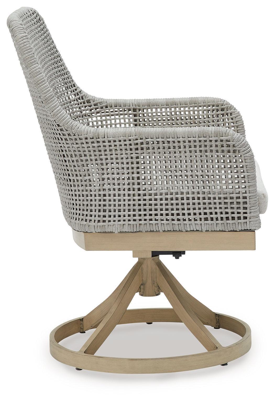 Seton Creek Gray Outdoor Swivel Dining Chairs - Set of 2