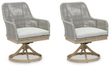 Seton Creek Gray Outdoor Swivel Dining Chairs - Set of 2