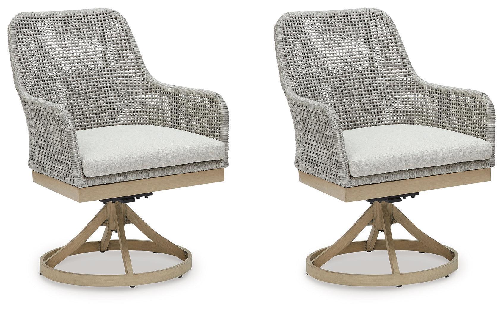 Seton Creek Gray Outdoor Swivel Dining Chairs - Set of 2