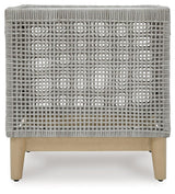 Seton Creek Gray Resin Wicker Outdoor End Table with Glass Top