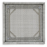 Seton Creek Gray Resin Wicker Outdoor End Table with Glass Top