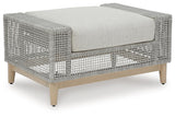Seton Creek Gray Outdoor Ottoman With Cushion - Ella Furniture