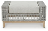 Seton Creek Gray Outdoor Ottoman With Cushion - Ella Furniture