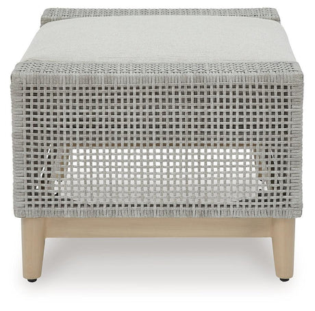 Seton Creek Gray Outdoor Ottoman With Cushion - Ella Furniture
