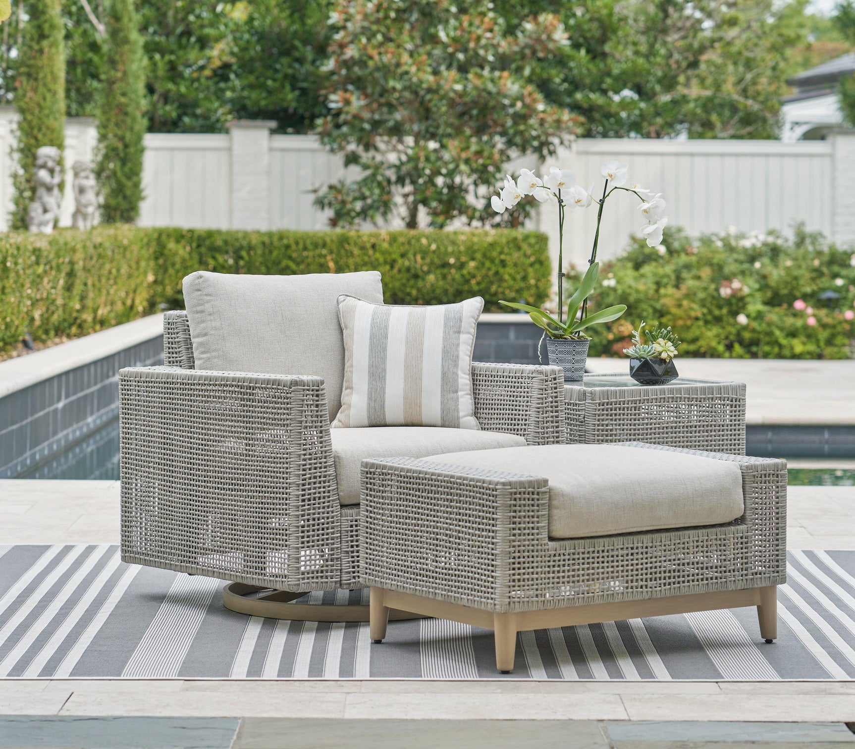 Seton Gray Creek Outdoor Lounge Chair and Ottoman