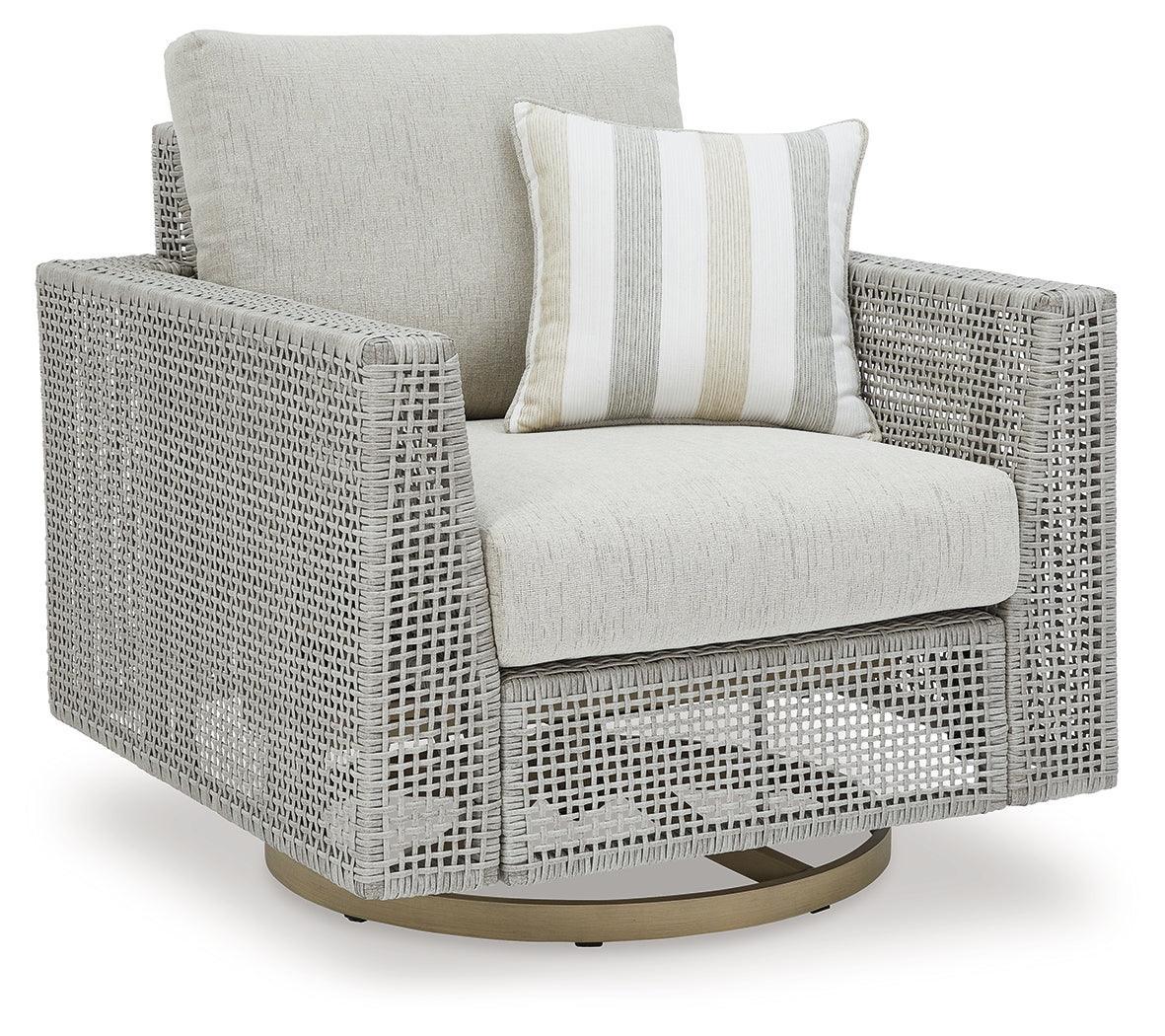 Seton Creek Gray Outdoor Swivel Lounge With Cushion - Ella Furniture