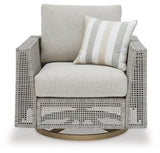 Seton Creek Gray Outdoor Swivel Lounge With Cushion - Ella Furniture