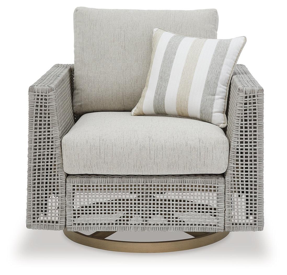 Seton Creek Gray Outdoor Swivel Lounge With Cushion - Ella Furniture