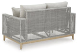 Seton Creek Gray Outdoor Loveseat With Cushion - Ella Furniture
