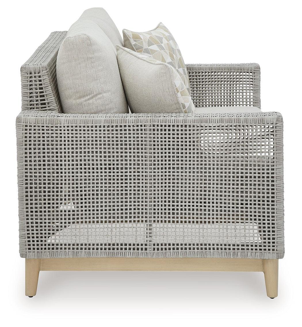 Seton Creek Gray Outdoor Loveseat With Cushion - Ella Furniture