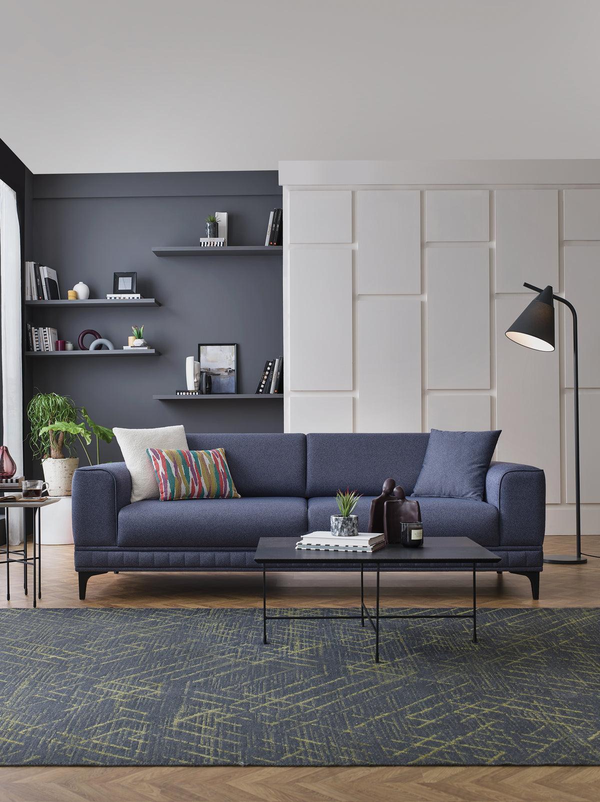 Pavia Navy Blue 3-Seater Sofa Bed - Ella Furniture