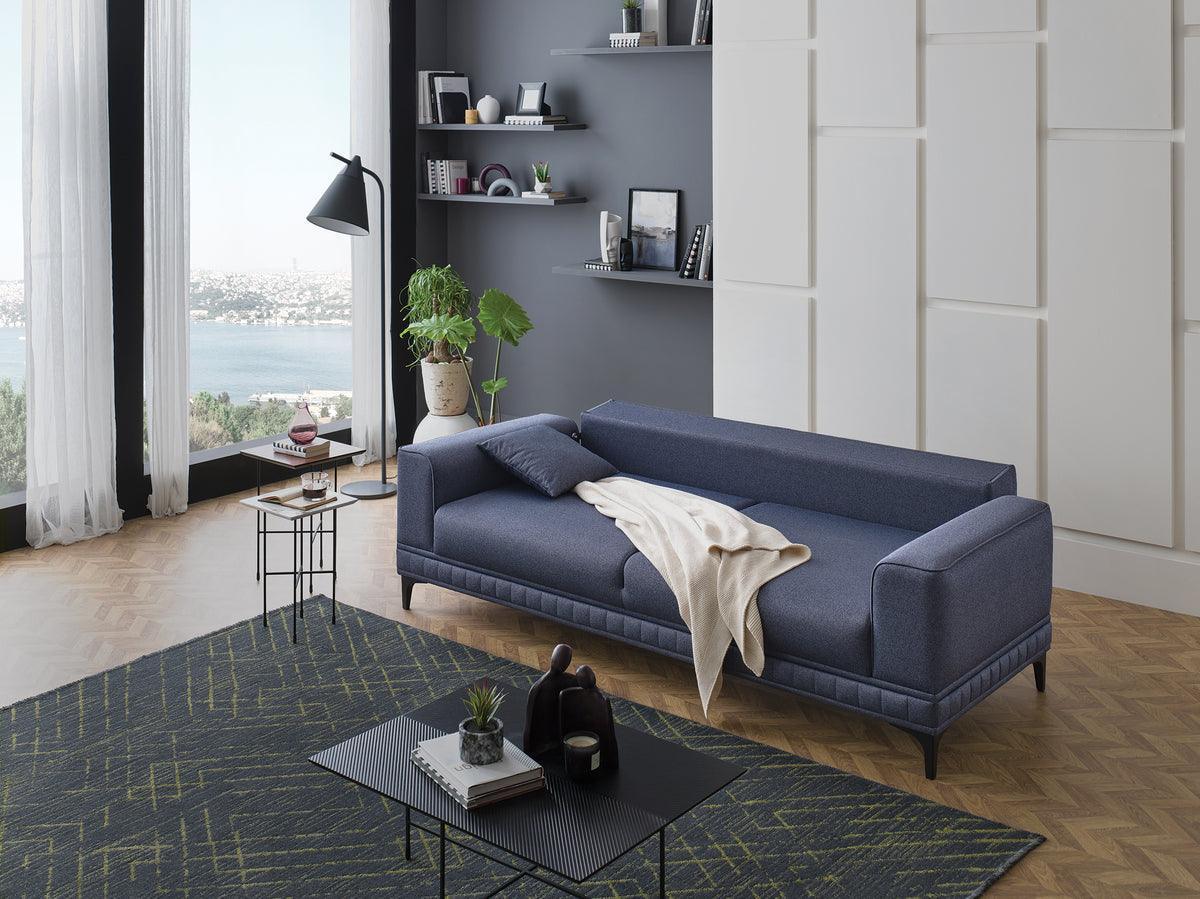 Pavia Navy Blue 3-Seater Sofa Bed - Ella Furniture