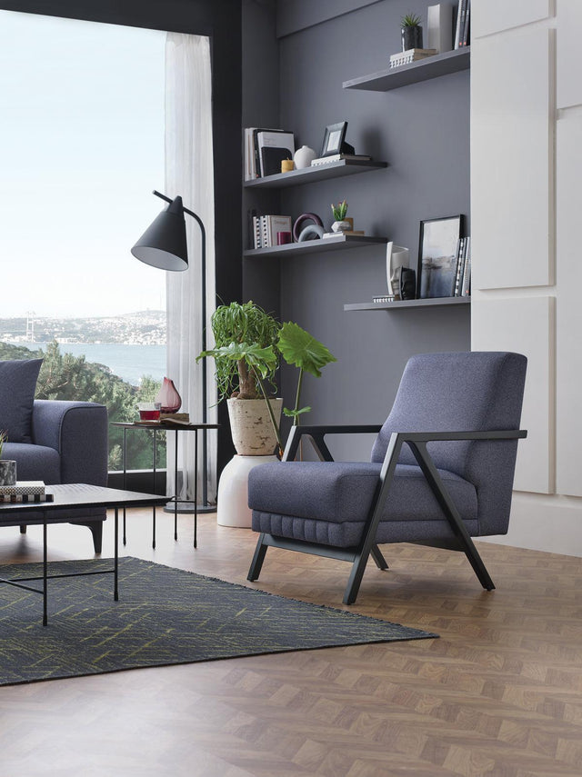 Pavia Navy Blue Armchair - Ella Furniture