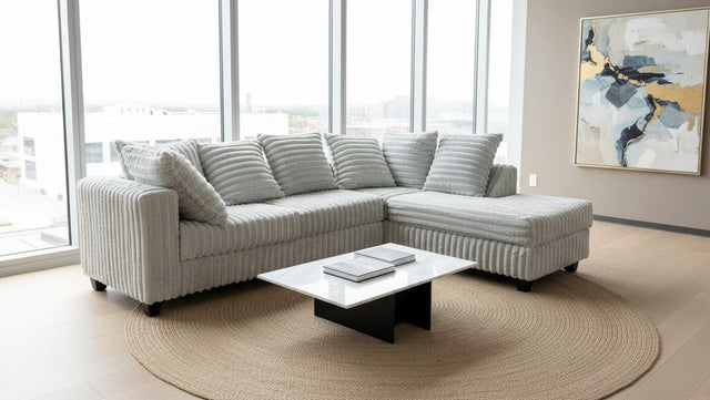 Gia Silver Fabric Sectional Sofa from Ella Furniture