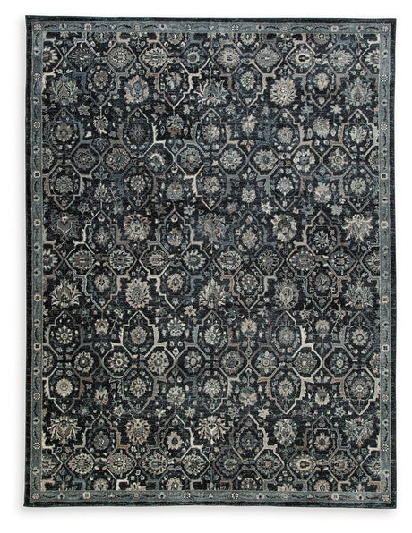 Hilcott Blue/cream/brown 7'10" X 10'6" Rug - Ella Furniture