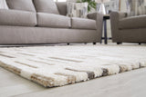 Leesdale 8' x 10' Ivory Brown Black Striped Rug