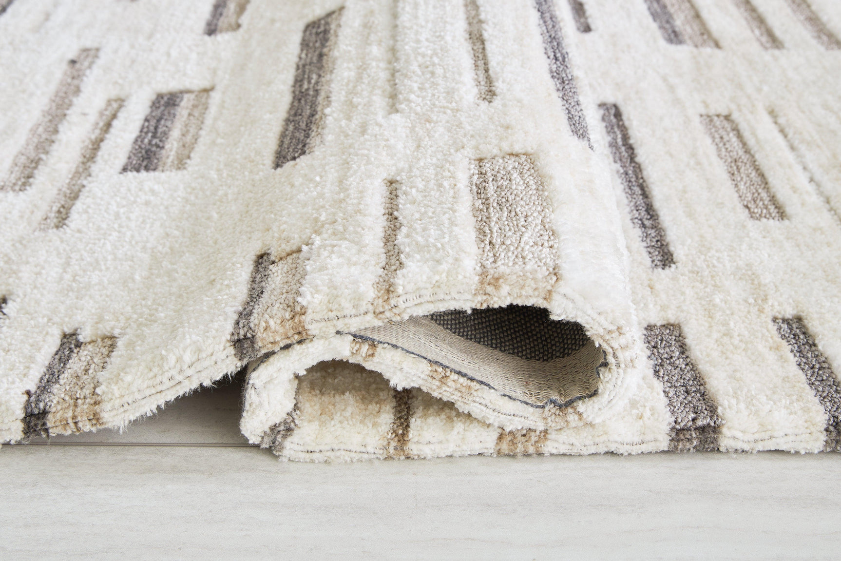 Leesdale 8' x 10' Ivory Brown Black Striped Rug