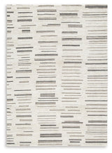 Leesdale Ivory Brown Black 5' x 7' Handwoven Striped Rug