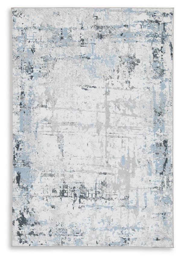 Emertonly Blue/White/Gray 5' x 7' Washable Rug