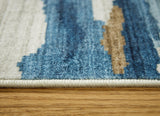 Vinlett Cream/Blue/Brown 5' x 7' Washable Rug