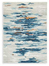 Vinlett Cream/Blue/Brown 8' x 10' Washable Rug