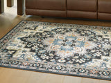 Leningston Black/Cream/Blue 8' x 10' Washable Rug