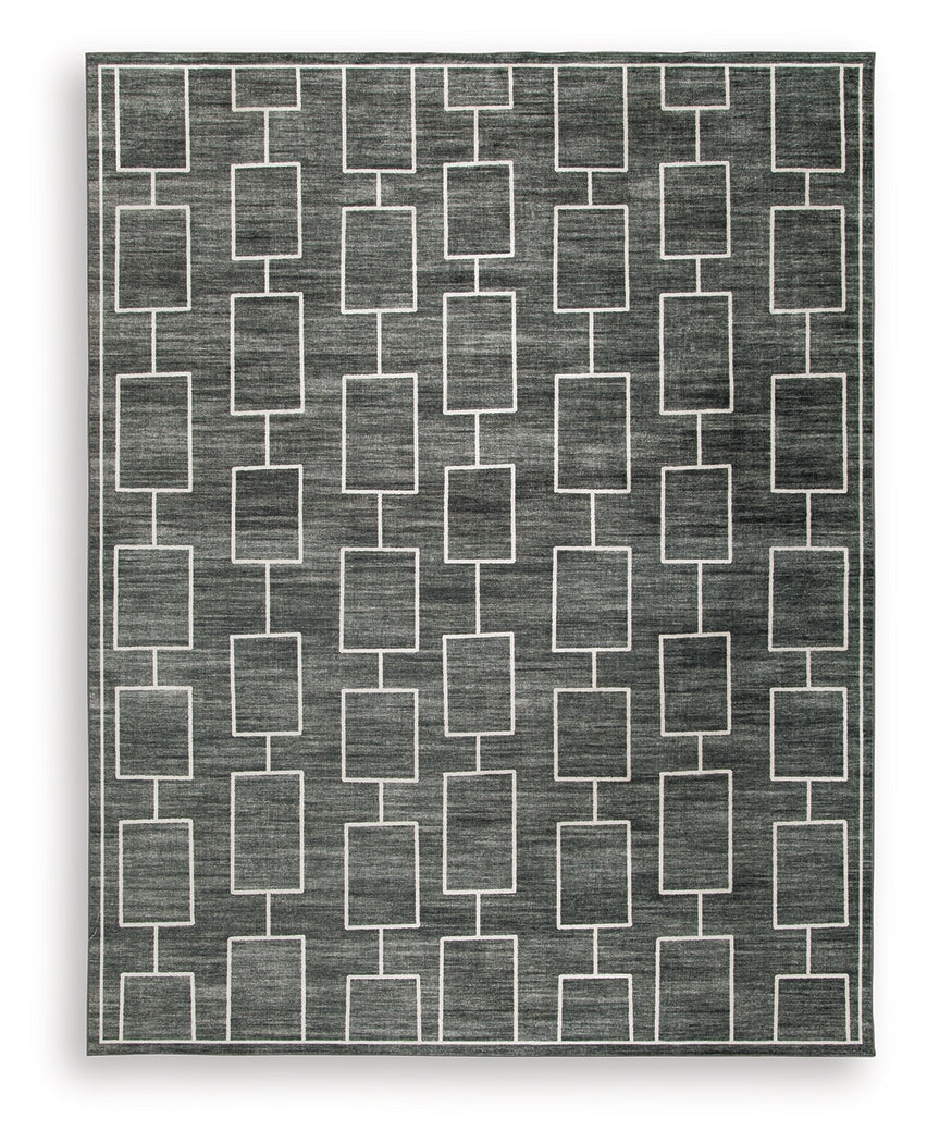 Elderland Black/Gray Washable 7'6" x 9'6" Area Rug