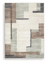 Larkport Cream/Brown/Gray Washable 5' x 7' Area Rug