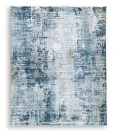 Arlenmont Blue/White/Brown 7'6" X 9'6" Memory Foam Area Rug