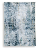 Arlenmont Blue/White/Brown 5' x 7' Memory Foam Area Rug