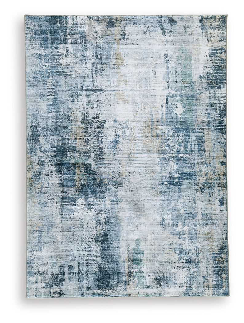 Arlenmont Blue/White/Brown 5' x 7' Memory Foam Area Rug