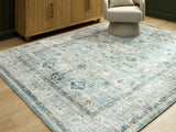 Ladstoney Teal/Beige/Ochre 7'6" X 9'6" Memory Foam Area Rug
