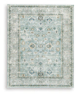 Ladstoney Teal/Beige/Ochre 7'6" X 9'6" Memory Foam Area Rug