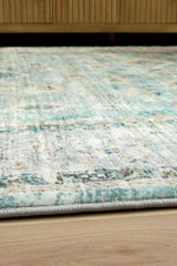 Ladstoney Teal/Beige/Ochre 7'6" X 9'6" Memory Foam Area Rug